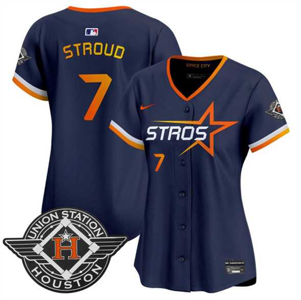 Womens Houston Astros #7 C.J. Stroud Navy 2025 City Connect Limited Stitched Jersey Dzhi->mlb womens jerseys->MLB Jersey